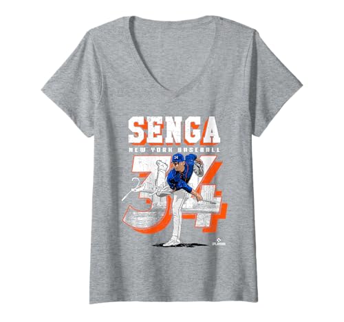 Damen Kodai Senga | New York M MLB Baseballspieler | MLBKSE201M T-Shirt mit V-Ausschnitt von License Champs