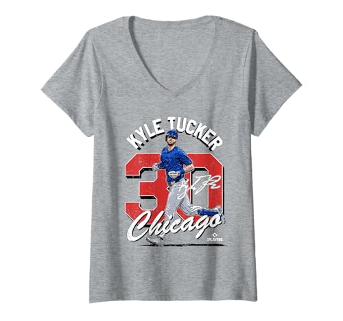Damen Kyle Tucker | Chicago C MLB Baseballspieler | MLBKTU203M T-Shirt mit V-Ausschnitt von License Champs