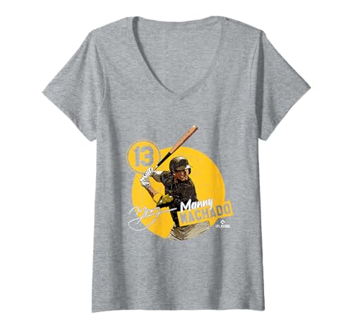 Damen Manny Machado | San Diego MLB Baseballspieler | MLBMAC4056 T-Shirt mit V-Ausschnitt von License Champs