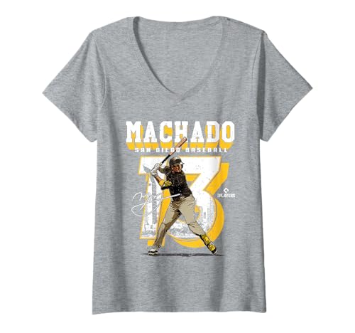 Damen Manny Machado | San Diego MLB Baseballspieler | MLBMMA206M T-Shirt mit V-Ausschnitt von License Champs