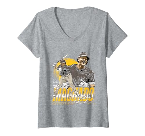Damen Manny Machado | San Diego MLB Baseballspieler | MLBMMA302N T-Shirt mit V-Ausschnitt von License Champs