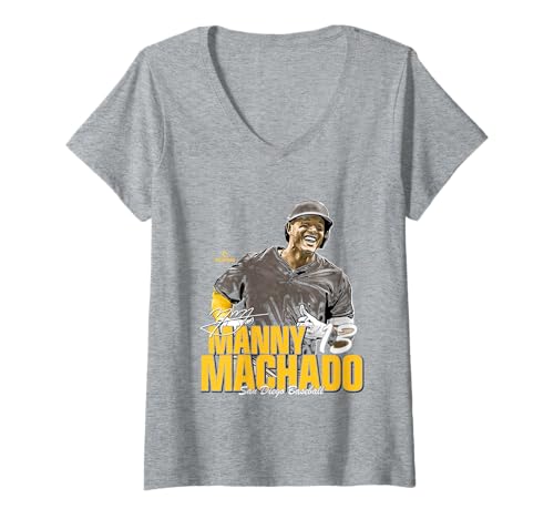 Damen Manny Machado | San Diego MLB Baseballspieler | MLBMMA303N T-Shirt mit V-Ausschnitt von License Champs