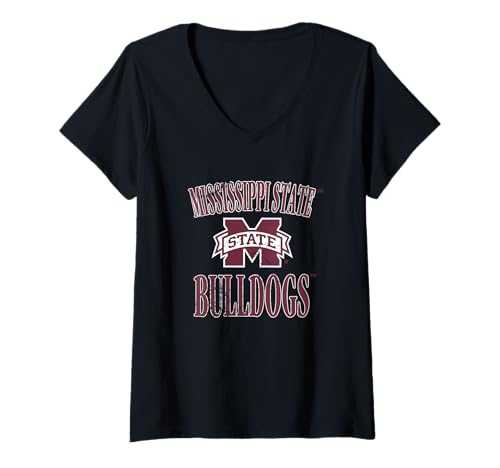Damen Mississippi State Bulldogs | Offizielle NCAA | NAFPMSSU05 T-Shirt mit V-Ausschnitt von License Champs