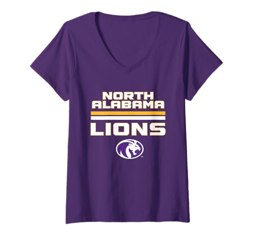 Damen North Alabama Lions | Offizielle NCAA University | NAFPUNAL01 T-Shirt mit V-Ausschnitt von License Champs
