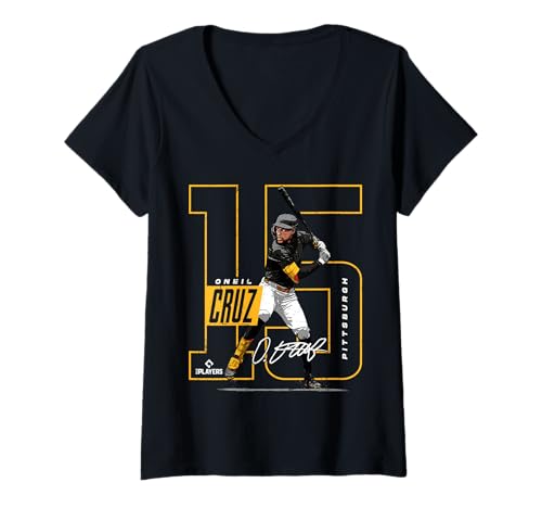 Damen Oneil Cruz | Pittsburgh MLB Baseballspieler | MLBOCR202M T-Shirt mit V-Ausschnitt von License Champs