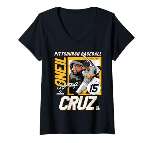 Damen Oneil Cruz | Pittsburgh MLB Baseballspieler | MLBOCR203M T-Shirt mit V-Ausschnitt von License Champs