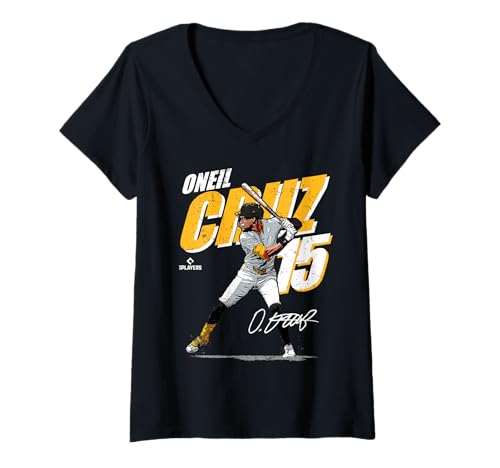 Damen Oneil Cruz | Pittsburgh MLB Baseballspieler | MLBOCR204M T-Shirt mit V-Ausschnitt von License Champs
