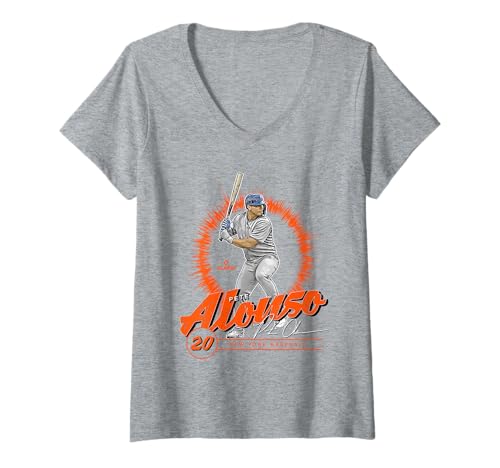 Damen Pete Alonso MLBPAL305N New York M MLB Baseballspieler T-Shirt mit V-Ausschnitt von License Champs