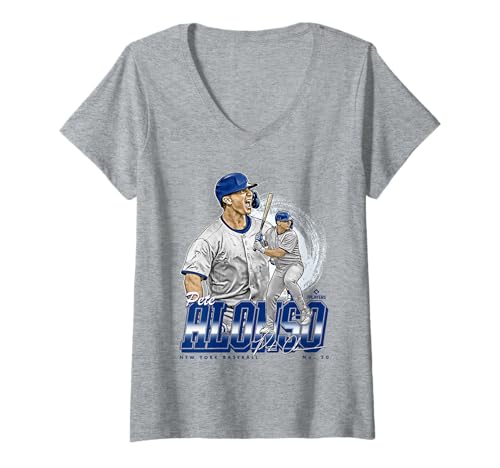 Damen Pete Alonso | New York M MLB Baseball Players | MLBPAL302N T-Shirt mit V-Ausschnitt von License Champs