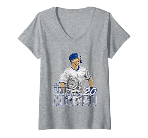 Damen Pete Alonso | New York M MLB Baseball Players | MLBPAL303N T-Shirt mit V-Ausschnitt von License Champs