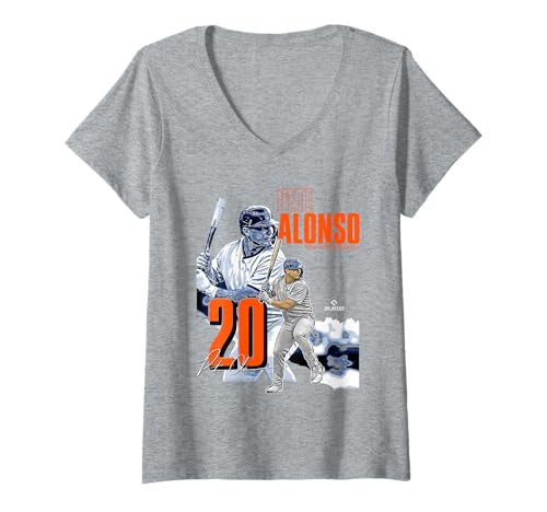 Damen Pete Alonso | New York M MLB Baseball Players | MLBPAL304N T-Shirt mit V-Ausschnitt von License Champs
