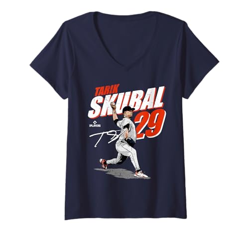 Damen Tarik Skubal | Detroit MLB Baseballspieler | MLBTSKU204M T-Shirt mit V-Ausschnitt von License Champs