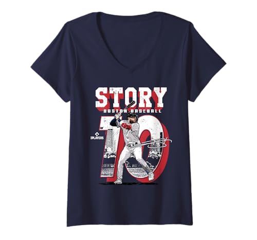 Damen Trevor Story | Boston MLB Baseballspieler | MLBTST204M T-Shirt mit V-Ausschnitt von License Champs