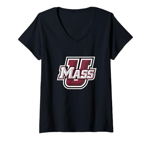 Damen UMass Minutemen | Offizielle NCAA | RYLMAS06 T-Shirt mit V-Ausschnitt von License Champs