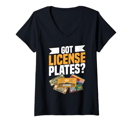 Damen Nummernschild-Sammler hat jedes Nummernschild-Sammeln T-Shirt mit V-Ausschnitt Damen Nummernschild-Sammler hat jedes Nummernschild-Sammeln T-Shirt mit V-Ausschnitt von License Plate Collecting Outfit For Collectors