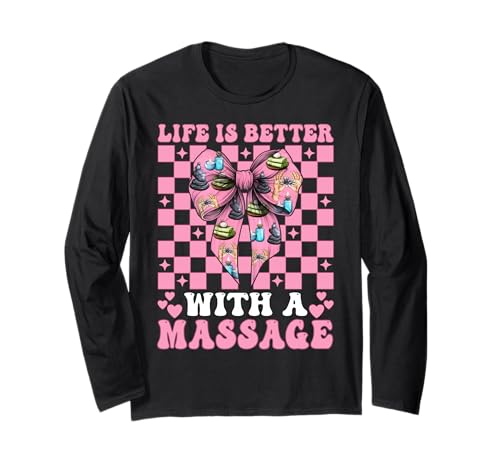 Life is Better with A Massage Therapeutin Massage Therapy Girl Langarmshirt von Licensed Massage Therapist Pink Coquette Bow Gifts