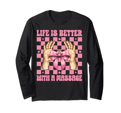 Life is Better with A Massage Therapeutin Massage Therapy Girl Langarmshirt von Licensed Massage Therapist Pink Coquette Bow Gifts
