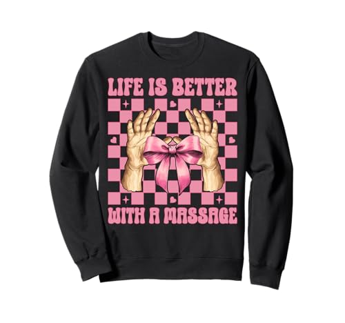 Life is Better with A Massage Therapeutin Massage Therapy Girl Sweatshirt von Licensed Massage Therapist Pink Coquette Bow Gifts