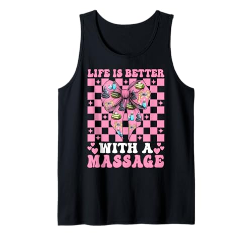 Life is Better with A Massage Therapeutin Massage Therapy Girl Tank Top von Licensed Massage Therapist Pink Coquette Bow Gifts