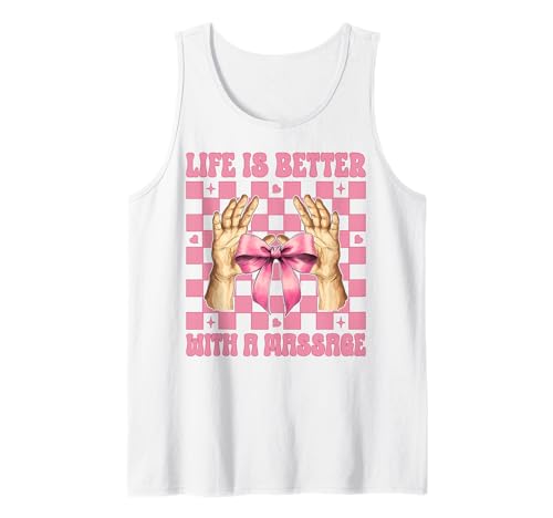 Life is Better with A Massage Therapeutin Massage Therapy Girl Tank Top von Licensed Massage Therapist Pink Coquette Bow Gifts