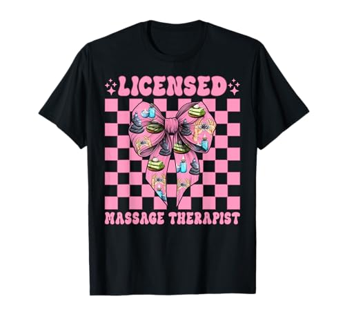 Lizenzierte Massagetherapeutin Massagetherapie Mädchen Mama Kokette T-Shirt von Licensed Massage Therapist Pink Coquette Bow Gifts