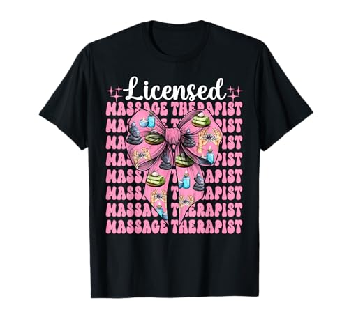Lizenzierte Massagetherapeutin Massagetherapie Mädchen Mama Kokette T-Shirt von Licensed Massage Therapist Pink Coquette Bow Gifts