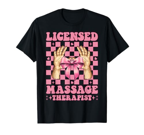 Lizenzierte Massagetherapeutin Massagetherapie Mädchen Mama Kokette T-Shirt von Licensed Massage Therapist Pink Coquette Bow Gifts