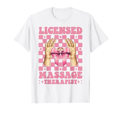 Lizenzierte Massagetherapeutin Massagetherapie Mädchen Mama Kokette T-Shirt von Licensed Massage Therapist Pink Coquette Bow Gifts