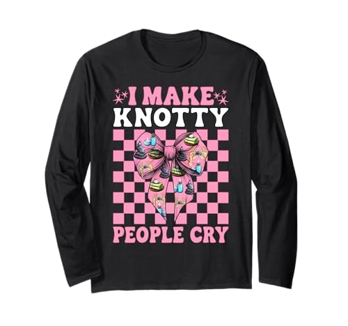 Massagetherapeutin Therapie Mädchen Mama I Make Knotty People Cry Langarmshirt von Licensed Massage Therapist Pink Coquette Bow Gifts