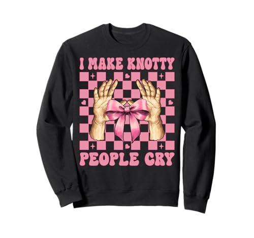 Massagetherapeutin Therapie Mädchen Mama I Make Knotty People Cry Sweatshirt von Licensed Massage Therapist Pink Coquette Bow Gifts