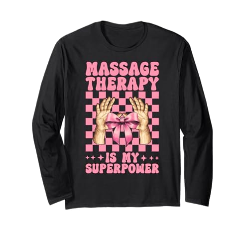 Massagetherapie ist Mein Superpower-Massagetherapeuten-Mädchen Langarmshirt von Licensed Massage Therapist Pink Coquette Bow Gifts