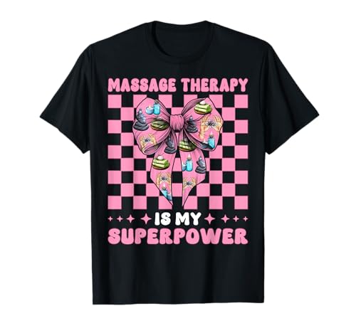 Massagetherapie ist Mein Superpower-Massagetherapeuten-Mädchen T-Shirt von Licensed Massage Therapist Pink Coquette Bow Gifts