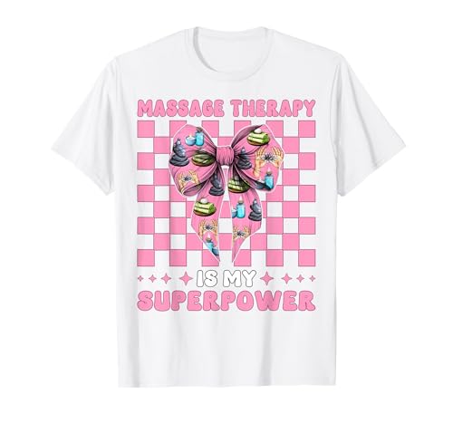 Massagetherapie ist Mein Superpower-Massagetherapeuten-Mädchen T-Shirt von Licensed Massage Therapist Pink Coquette Bow Gifts