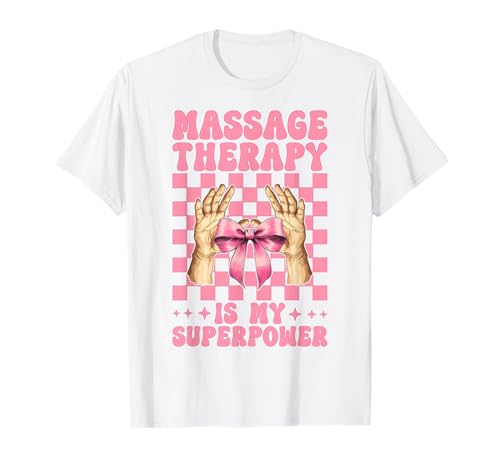 Massagetherapie ist Mein Superpower-Massagetherapeuten-Mädchen T-Shirt von Licensed Massage Therapist Pink Coquette Bow Gifts