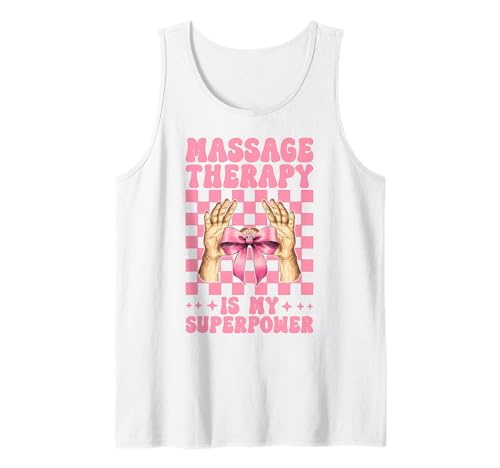 Massagetherapie ist Mein Superpower-Massagetherapeuten-Mädchen Tank Top von Licensed Massage Therapist Pink Coquette Bow Gifts