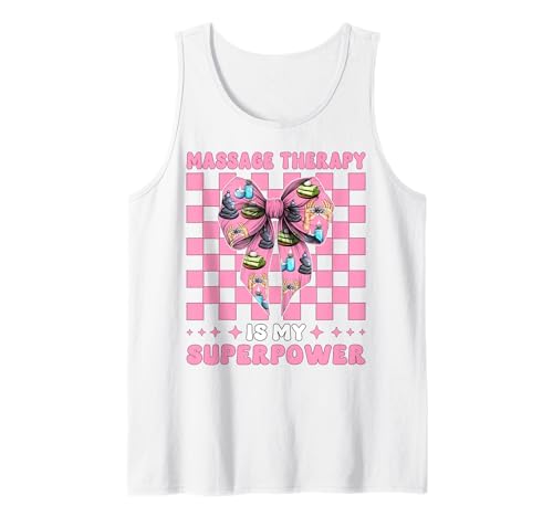 Massagetherapie ist Mein Superpower-Massagetherapeuten-Mädchen Tank Top von Licensed Massage Therapist Pink Coquette Bow Gifts