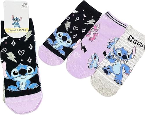 Licensed Disney Lilo & Stitch Damen Schuheinlagen, knöchellang, 3 Stück von Kemolpo