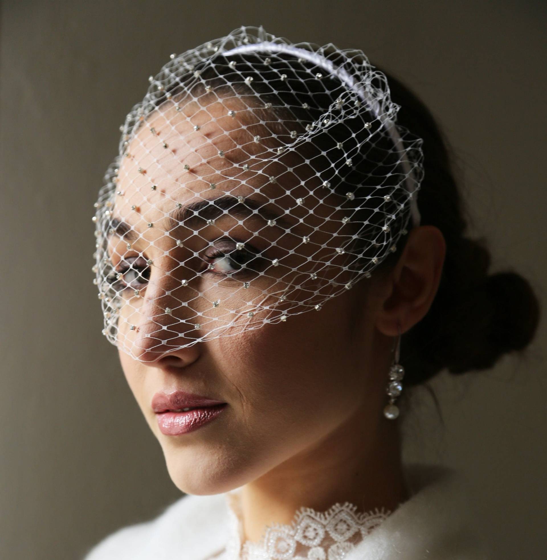 Birdcage Schleier Braut Tiara Mit Kleinen Kristallen Birdcage Schleier Braut Tiara Mit Kleinen Kristallen von Liceomodisteria