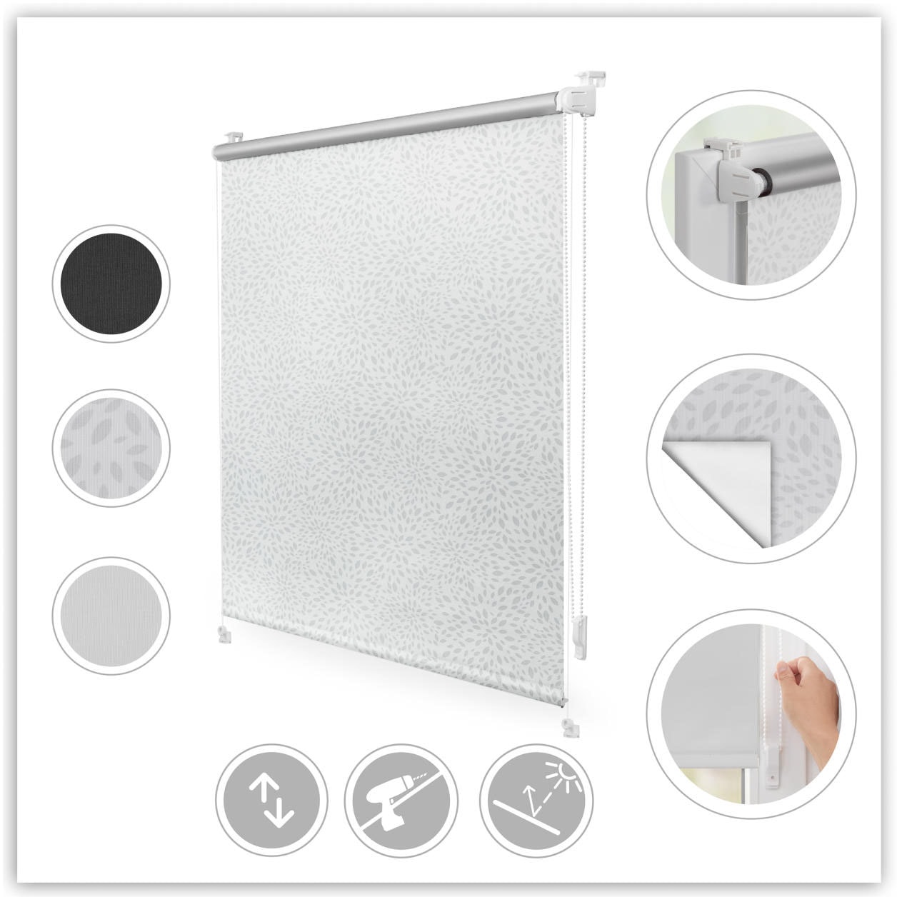 LICHTBLICK ORIGINAL Seitenzugrollo "Verdunkelungsrollo Thermo-Rollo Klemmfix ohne Bohren" verdunkelnd Hitzeschutz  Verdunkelung  energiesparend verspannt von Lichtblick Original