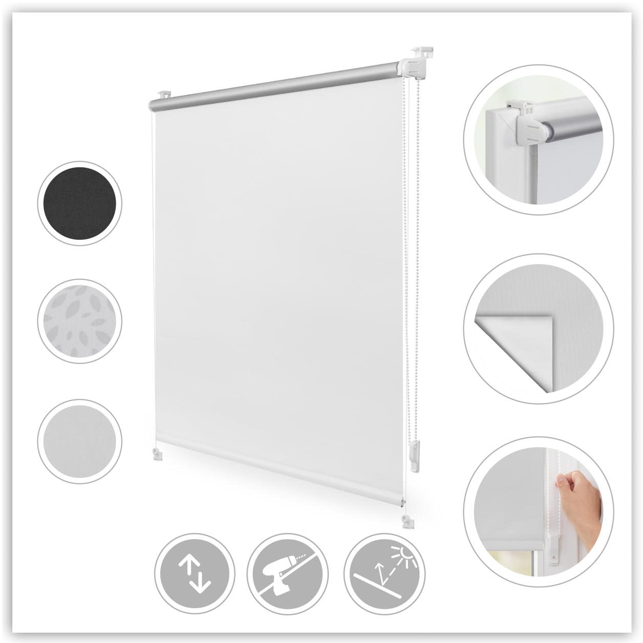 LICHTBLICK ORIGINAL Seitenzugrollo "Verdunkelungsrollo Thermo-Rollo Klemmfix ohne Bohren" verdunkelnd Hitzeschutz  Verdunkelung  energiesparend verspannt von Lichtblick Original