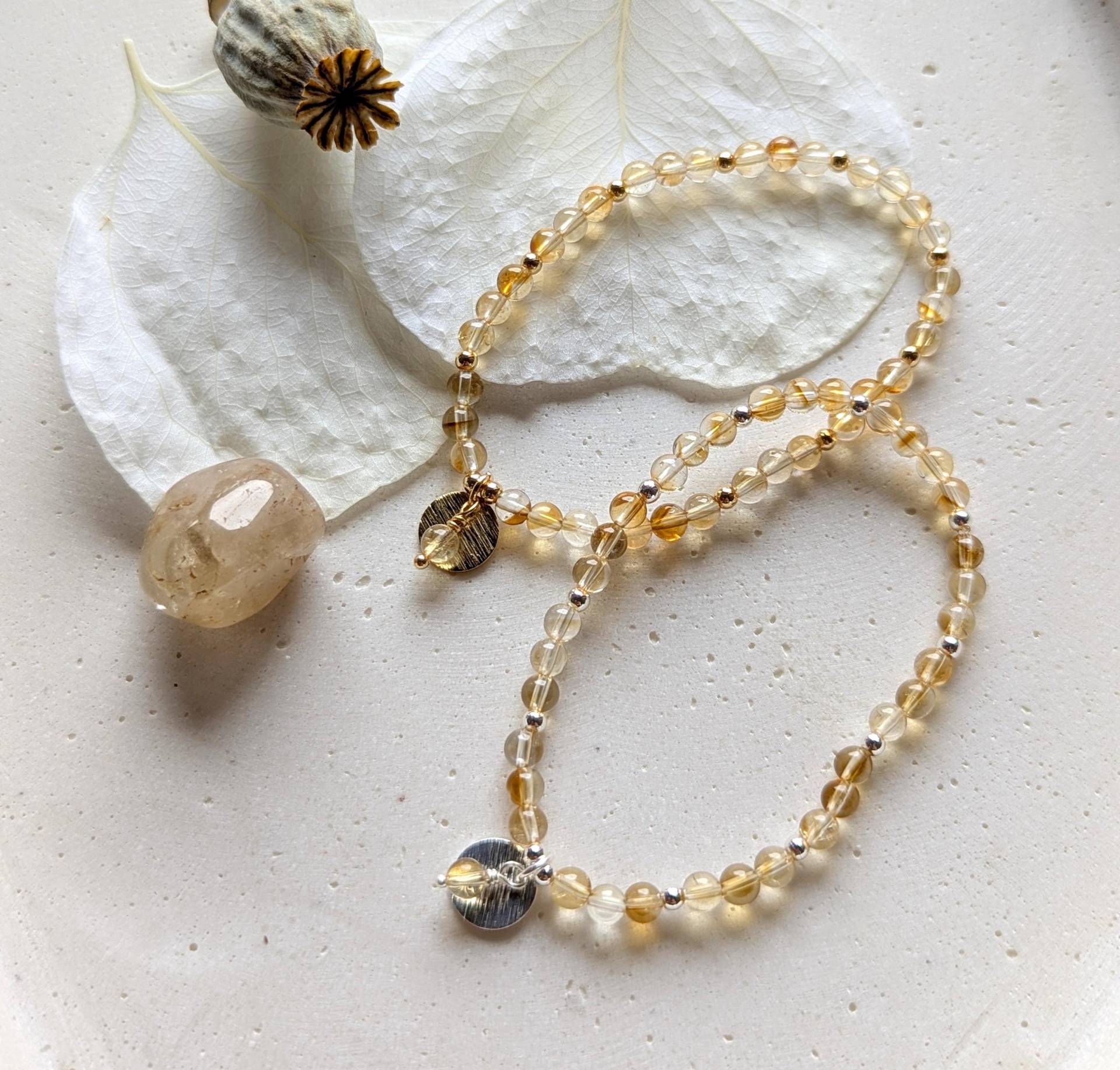 Armband Citrin Gelb I Lebensstein Sternzeichen Zwilling Geburtsstein Sterling Silber Vergoldet Geschenk Geburstagsgeschenk von LichtmomentbyAna