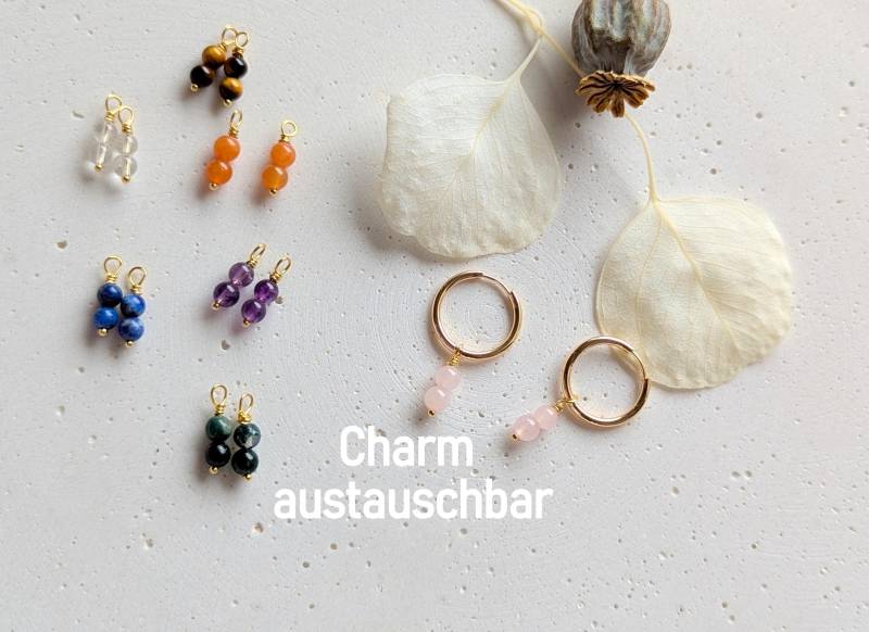 Edelstein Creolen Geburtstagsgeschenk Heilstein Schmuck Yoga, Handgemachter Geschenkidee von LichtmomentbyAna