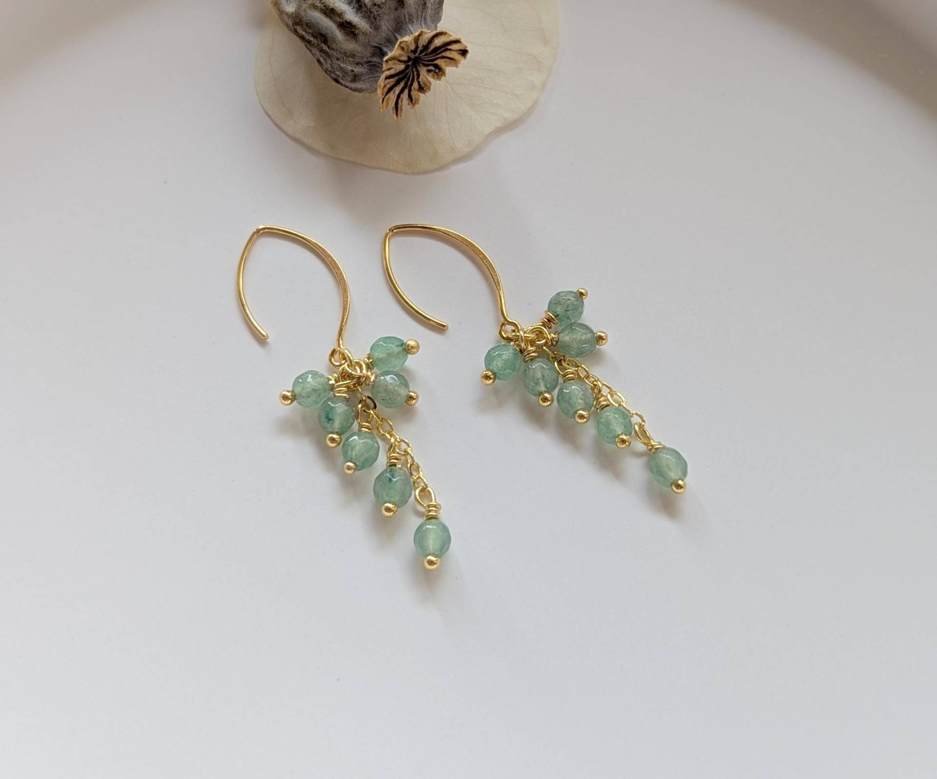 Ohrringe Aventurin Grün, Hänge Natürliche Edelsteine, Boho Ohrringe, Statement Geschenkidee Für Frauen von LichtmomentbyAna