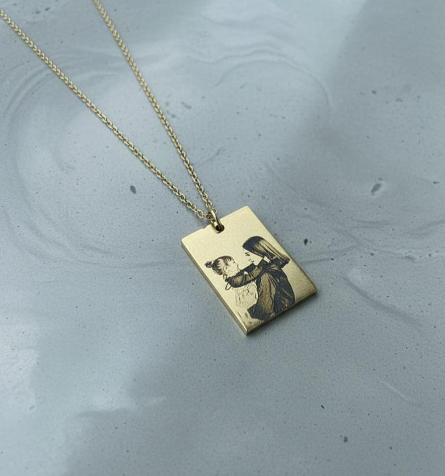 Halskette Mit Bild Gravur, Jahrestag Geschenk Für Freundin, Personalisierter Schmuck Gold, Pärchen Kette Foto, Partnergeschenk von Lichtwind