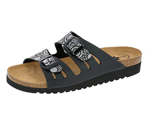 Lico BIOLINE LADY Damen Pantoletten, Schwarz/ Silber, 39 EU von Lico