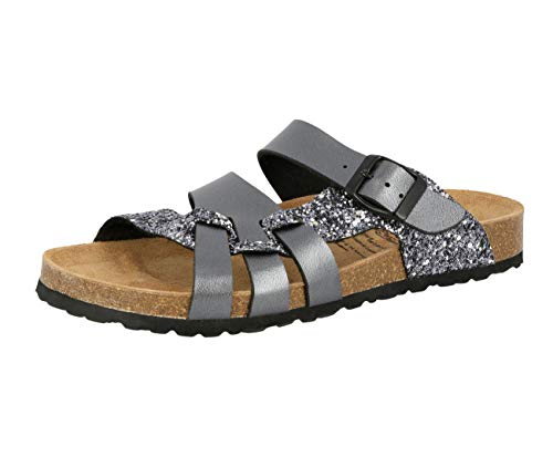 Lico Damen Bioline Gleam Pantoletten, Anthrazit, 40 EU Lico Damen Bioline Gleam Pantoletten, Anthrazit, 40 EU von Lico
