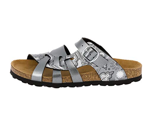 Lico Damen Bioline Flora Hausschuh, Anthrazit Grau, 40 EU von Lico