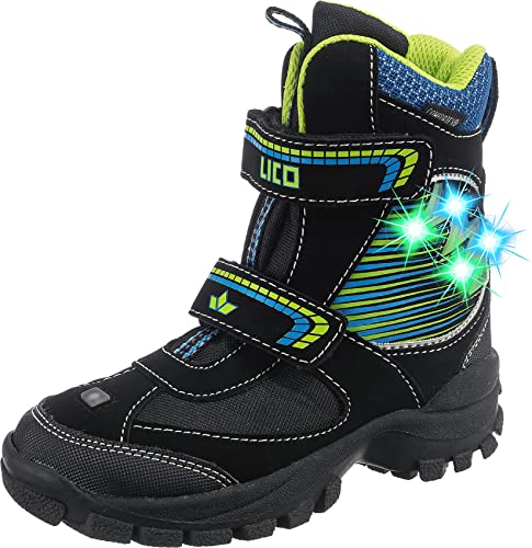 Lico Jungen Glint V Blinky Schneestiefel, Schwarz Lemon Blau, 29 EU von Lico