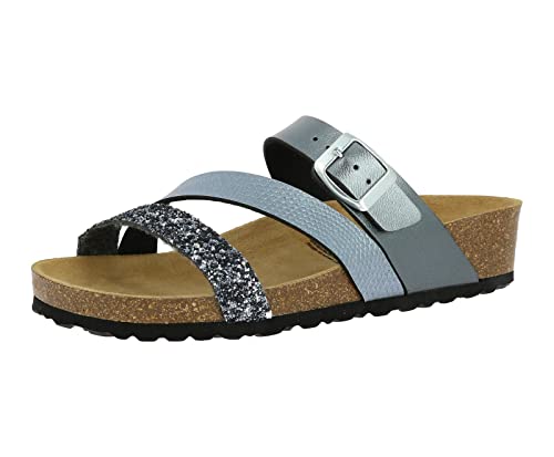 Lico NATURAL GLITTER Damen Pantoletten, Anthrazit, 38 EU Lico NATURAL GLITTER Damen Pantoletten, Anthrazit, 38 EU von Lico