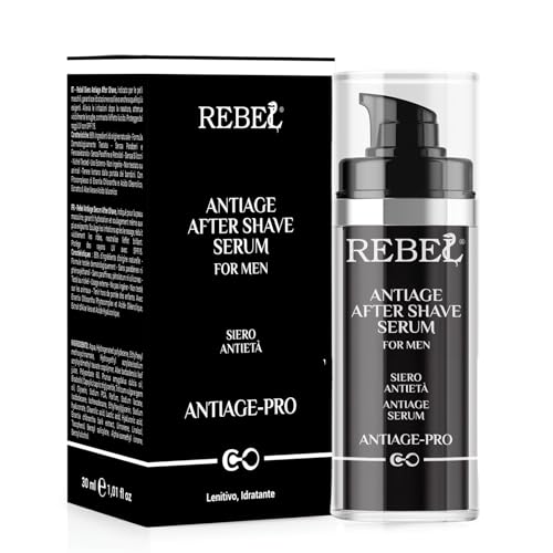 Rebel After Shave Antiage Serum für Herren, Anti-Aging, Anti-Falten, beruhigende und feuchtigkeitsspendende Wirkung, mit Hyaluronsäure und Lycopin, 30 ml von Licofarma